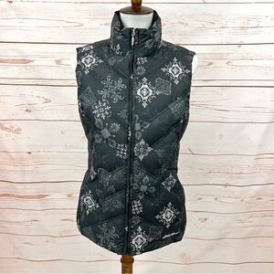 Eddie Bauer Premium Goose Down Geometric Snowflake Damask Parka Puffer Vest